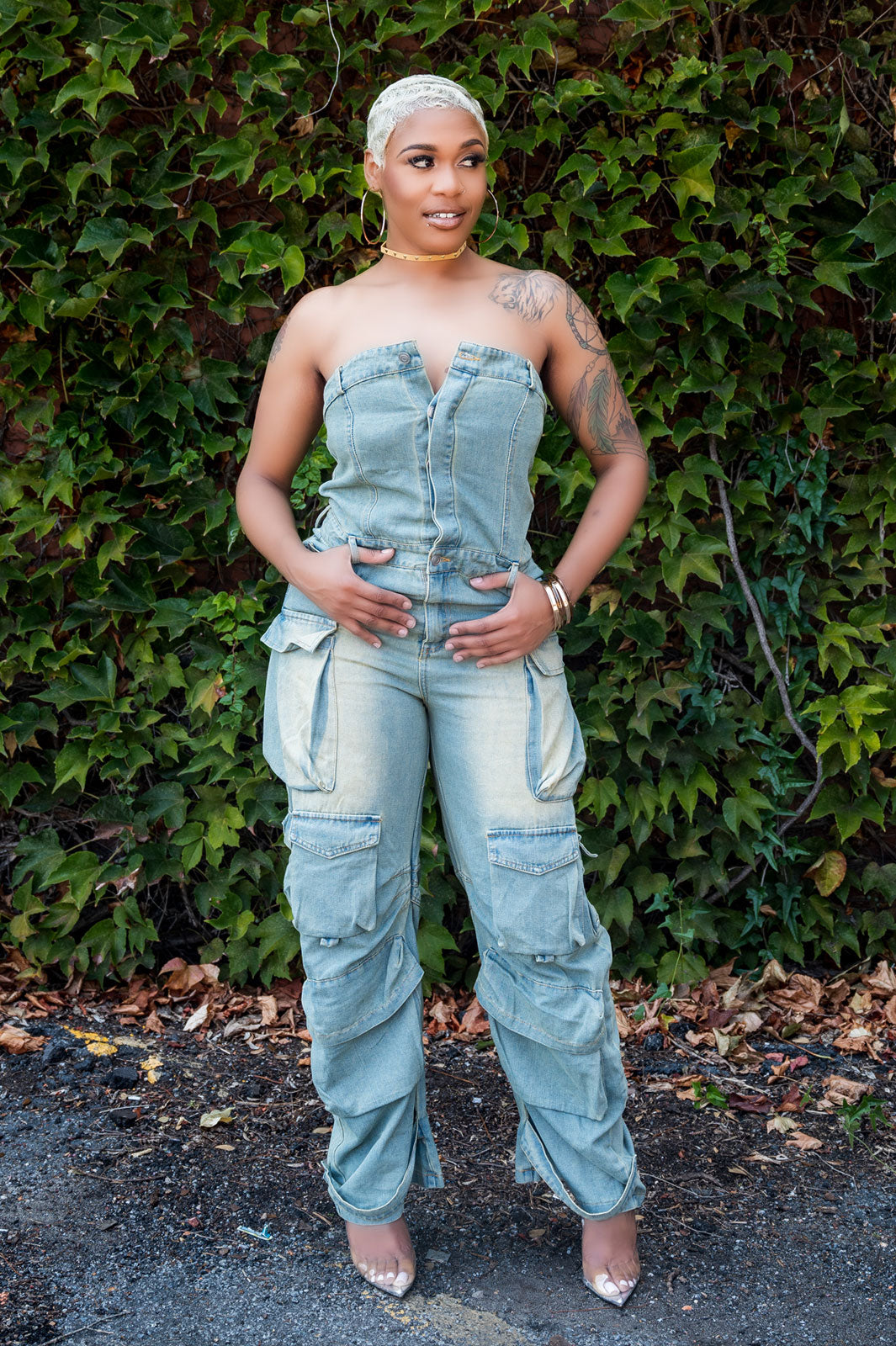 andmary ♡ Hearthipdenim allinone ♡ Ssize Amazon.com: Qazel Vorrlon Denim Jumpsuit for Women Flare