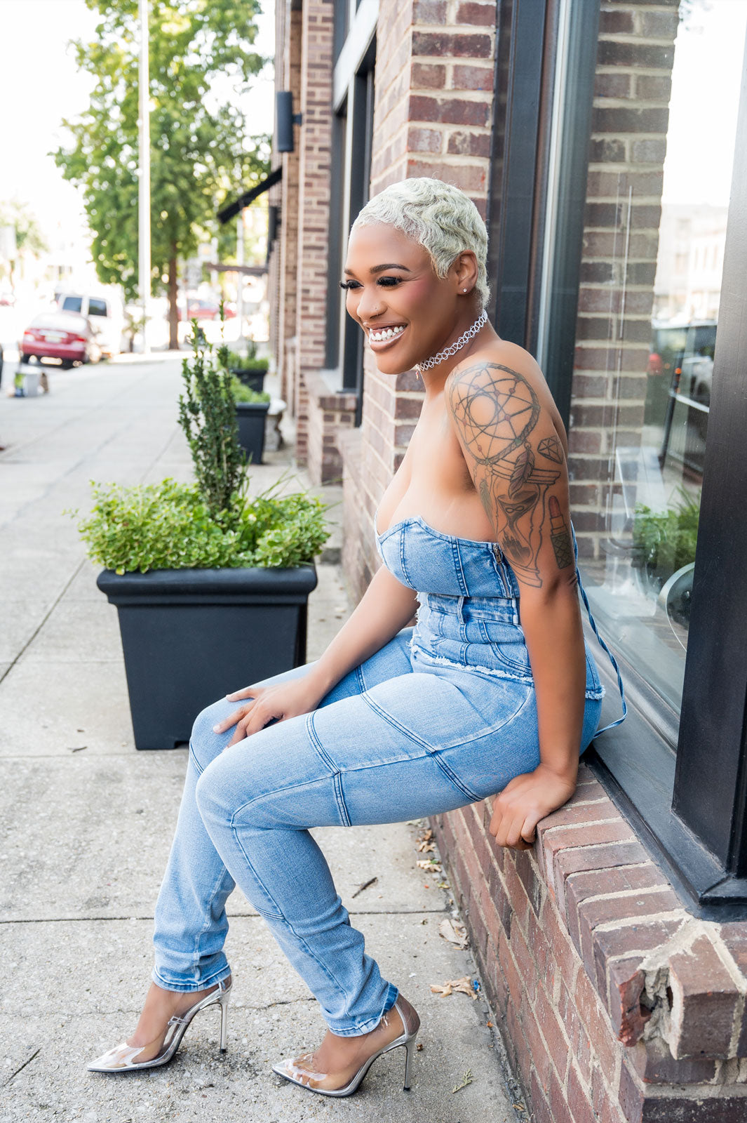 Sweetheart Denim Jumpsuit