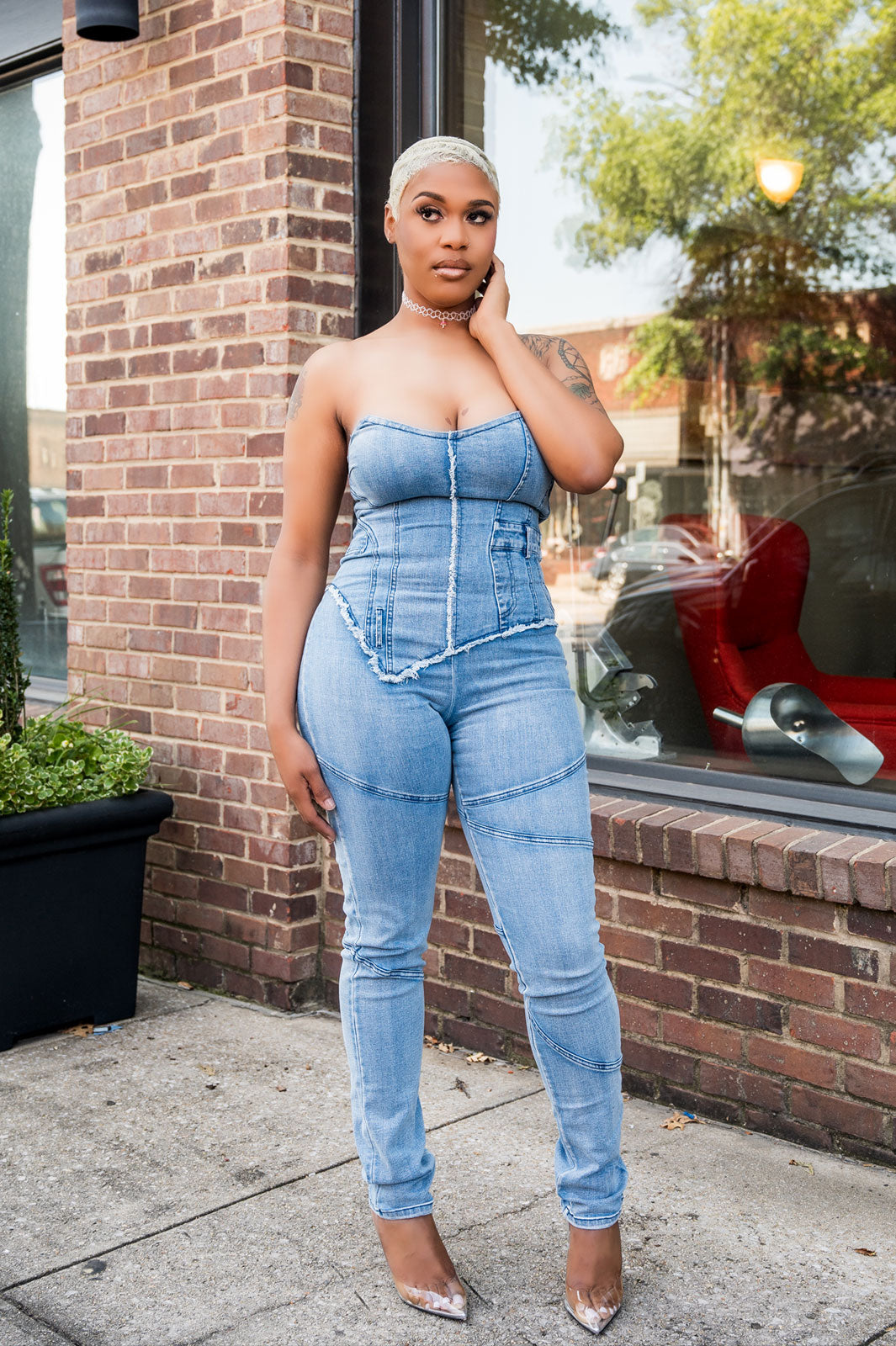 Sweetheart Denim Jumpsuit
